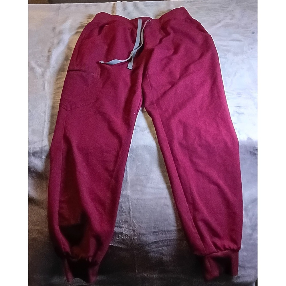 FIGS Zamora Jogger Scrub Pants Burgundy Maroon Small Technical Collection S